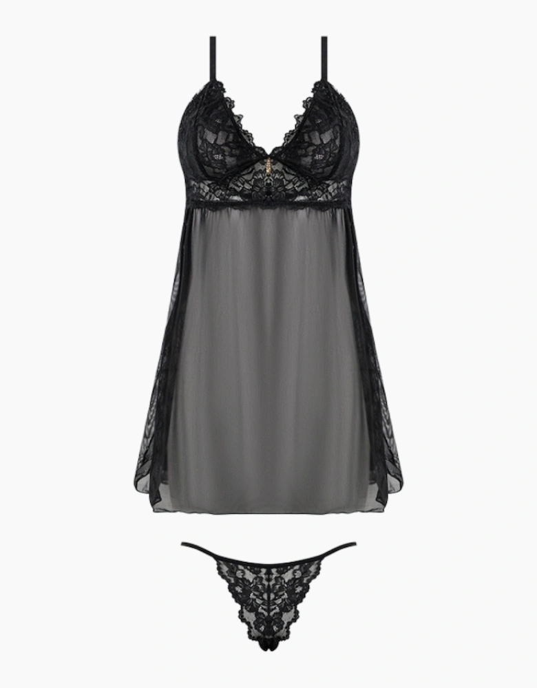 Hd02205a House Of Desire Bella Lace & Mesh Babydoll & Thong Set