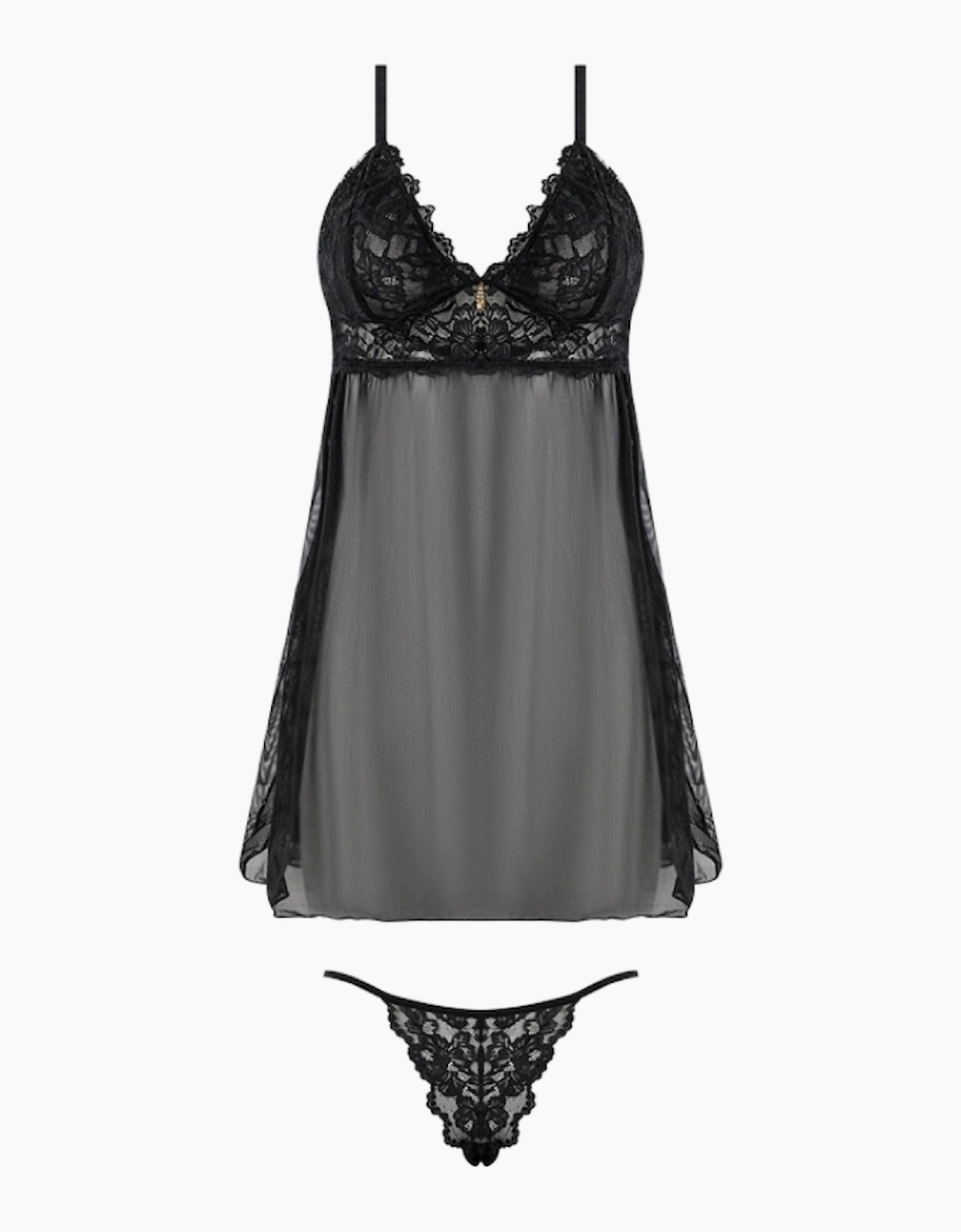 Hd02205a House Of Desire Bella Lace & Mesh Babydoll & Thong Set