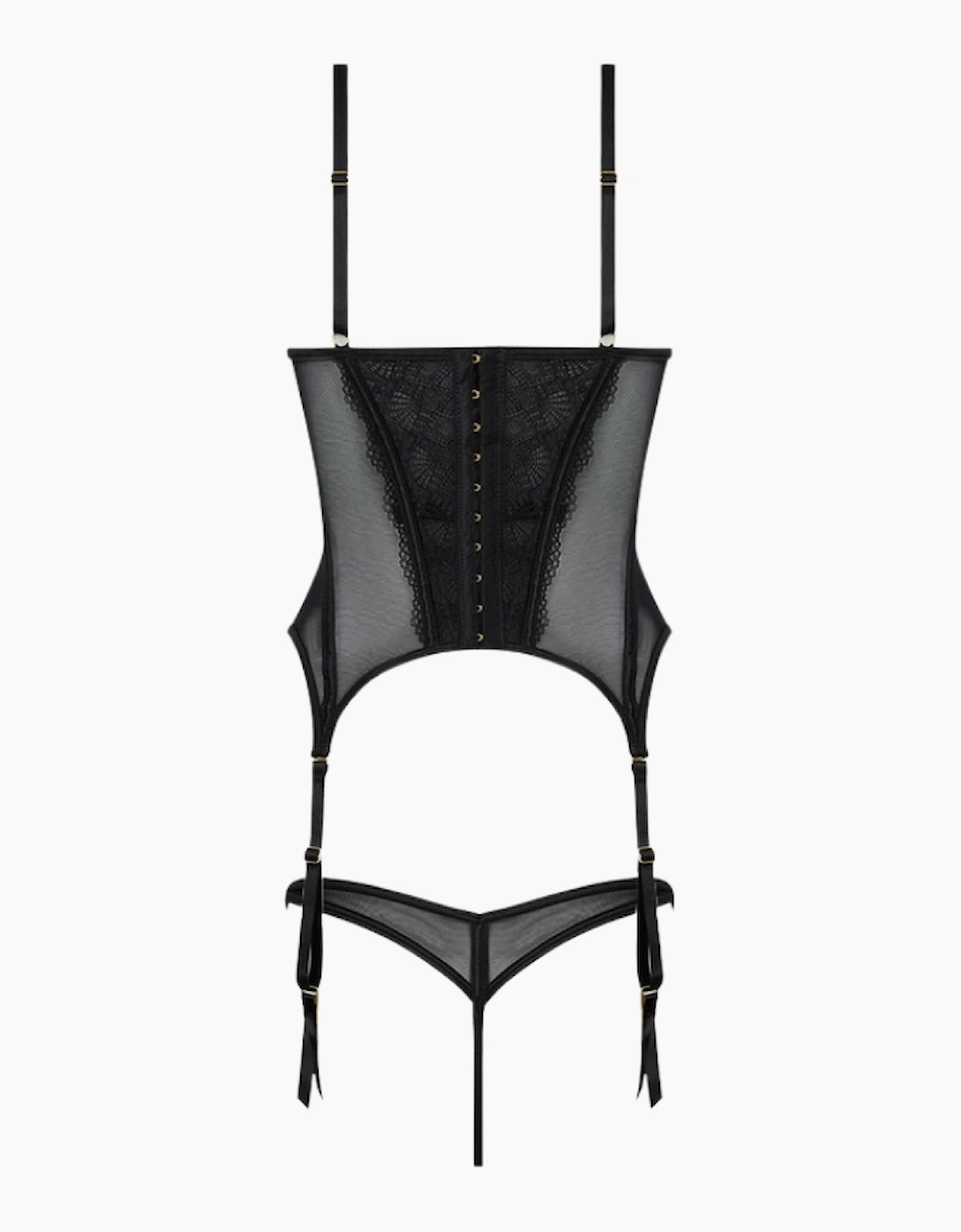 Hd01003a House Of Desire Vivienne Lace & Mesh Bustier & Thong Set