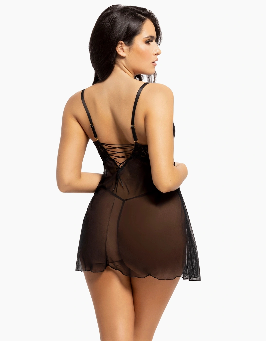 Hd02205a House Of Desire Bella Lace & Mesh Babydoll & Thong Set