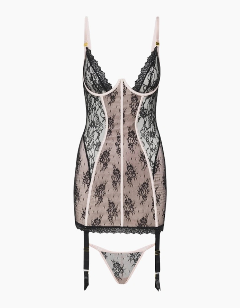 Hd01906a House Of Desire Jocelyn Lace & Satin Chemise & Thong Set