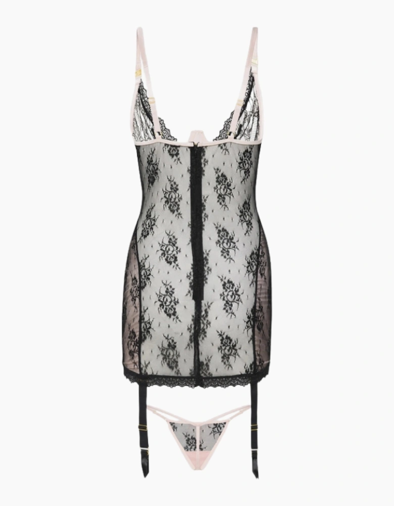 Hd01906a House Of Desire Jocelyn Lace & Satin Chemise & Thong Set
