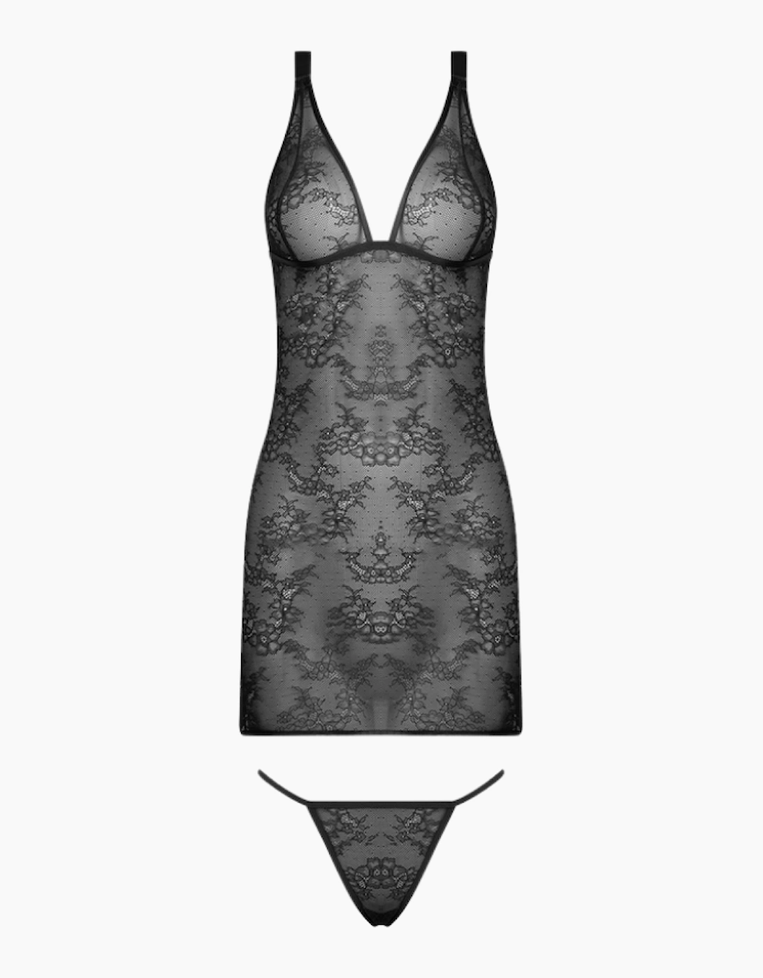Hd02806a House Of Desire Kiki Lace Strappy & Backless Chemise & Thong Set