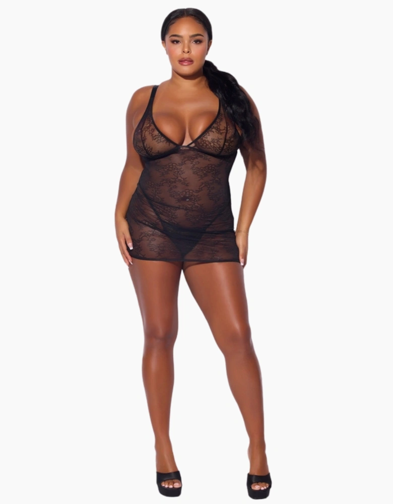 Hd02806a House Of Desire Kiki Lace Strappy & Backless Chemise & Thong Set