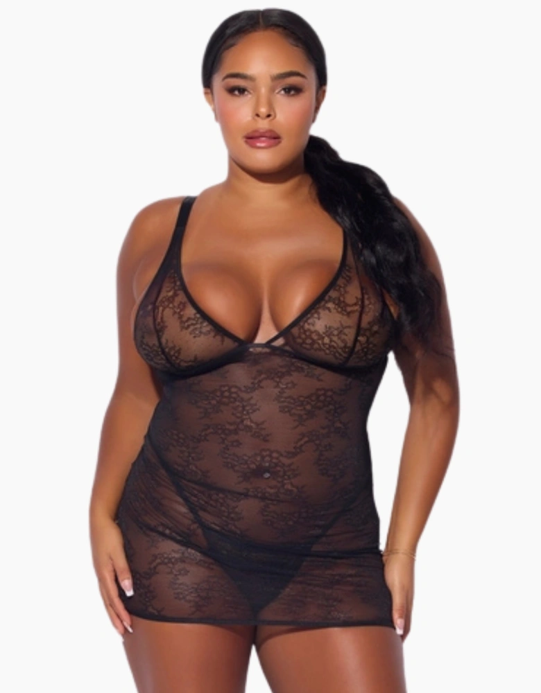 Hd02806a House Of Desire Kiki Lace Strappy & Backless Chemise & Thong Set