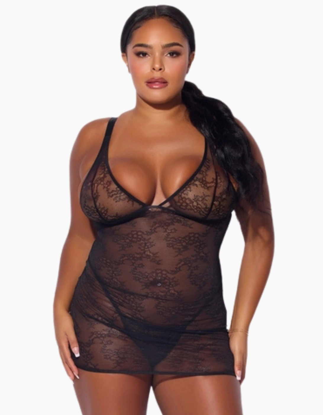 Hd02806a House Of Desire Kiki Lace Strappy & Backless Chemise & Thong Set