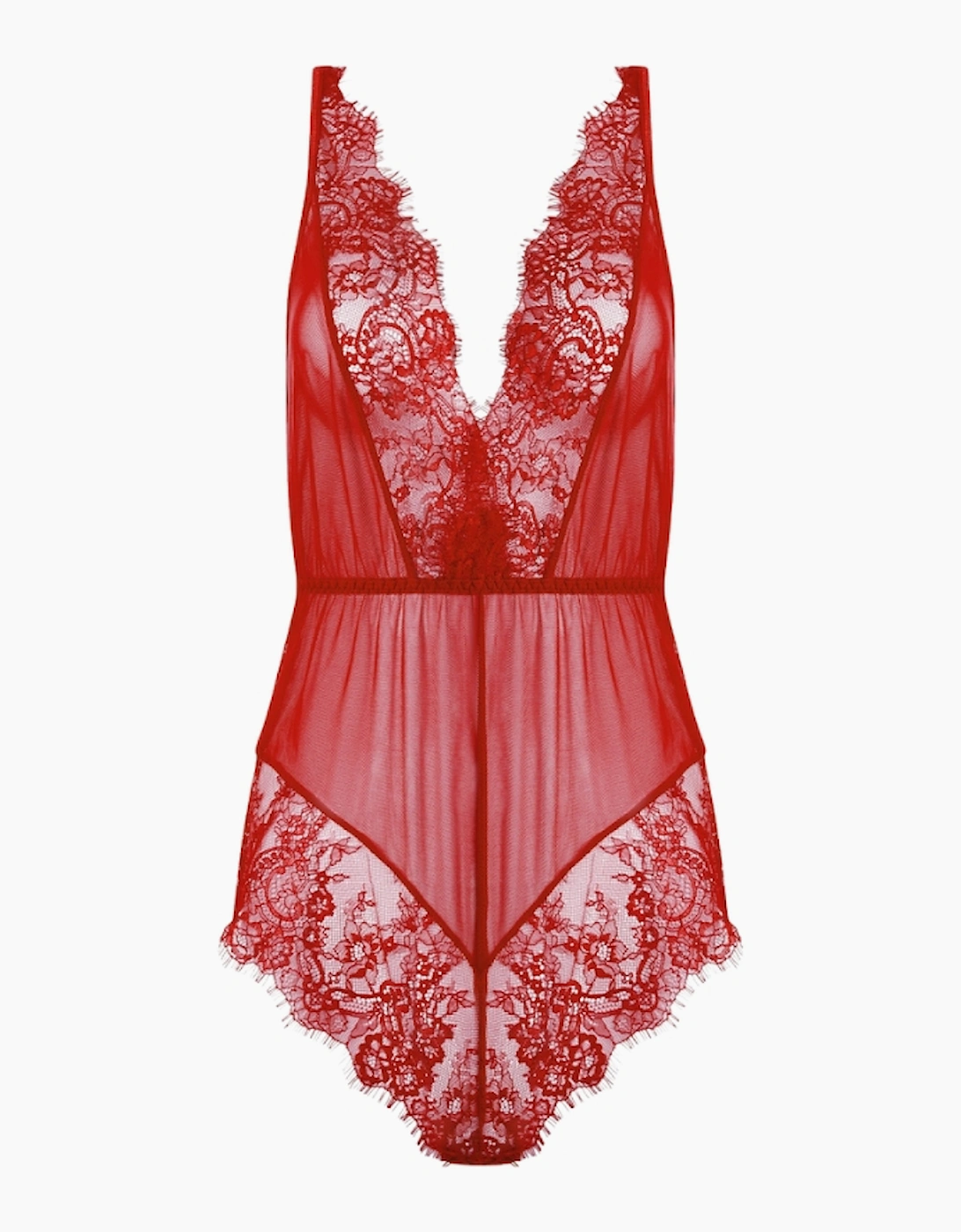 Hd00204a House Of Desire Mila Mesh & Eyelash Lace High Slit Romper Teddy
