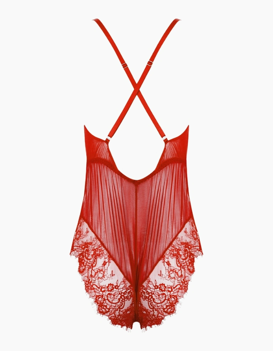 Hd00204a House Of Desire Mila Mesh & Eyelash Lace High Slit Romper Teddy