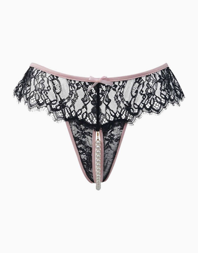 Hd01909a House Of Desire Jocelyn Lace & Pearl Crotchless Thong