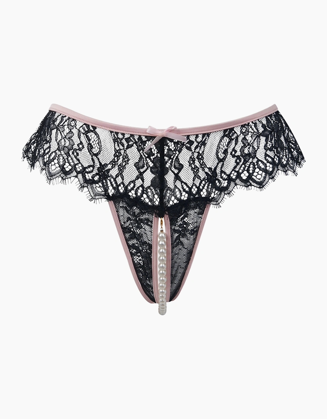 Hd01909a House Of Desire Jocelyn Lace & Pearl Crotchless Thong
