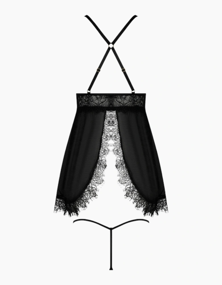 Hd00205a House Of Desire Mila Eyelash Lace & Mesh Babydoll & Thong Set