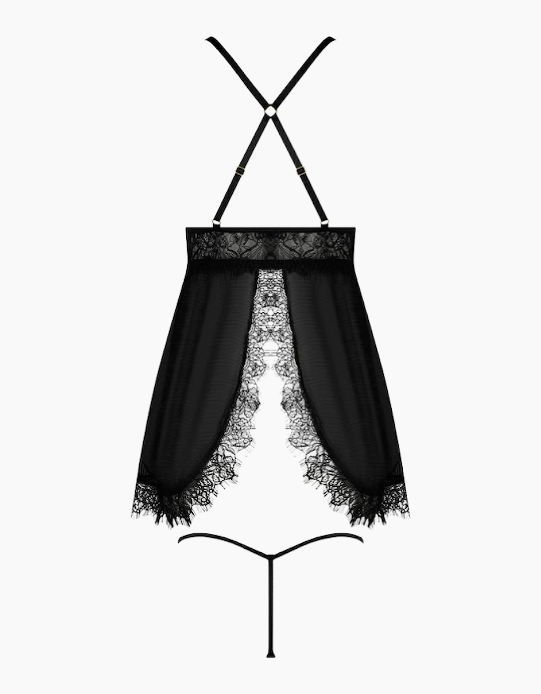 Hd00205a House Of Desire Mila Eyelash Lace & Mesh Babydoll & Thong Set