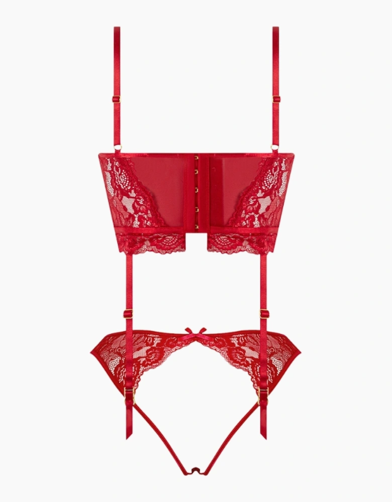 Hd00103a House Of Desire Harlow Lace & Mesh Bustier & Backless Hipster Set