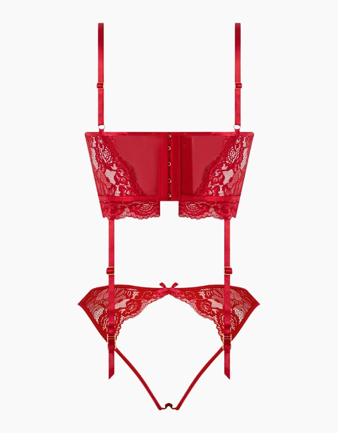 Hd00103a House Of Desire Harlow Lace & Mesh Bustier & Backless Hipster Set