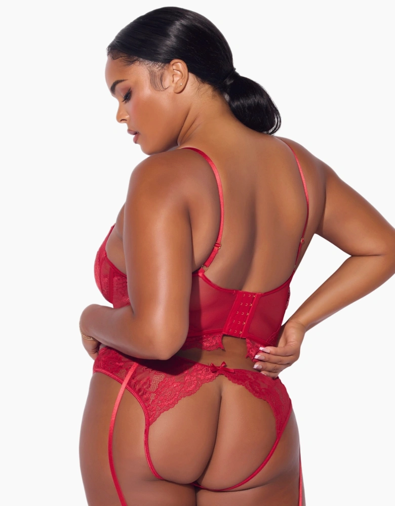 Hd00103a House Of Desire Harlow Lace & Mesh Bustier & Backless Hipster Set