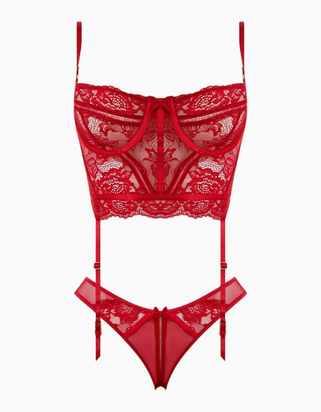 Hd00103a House Of Desire Harlow Lace & Mesh Bustier & Backless Hipster Set