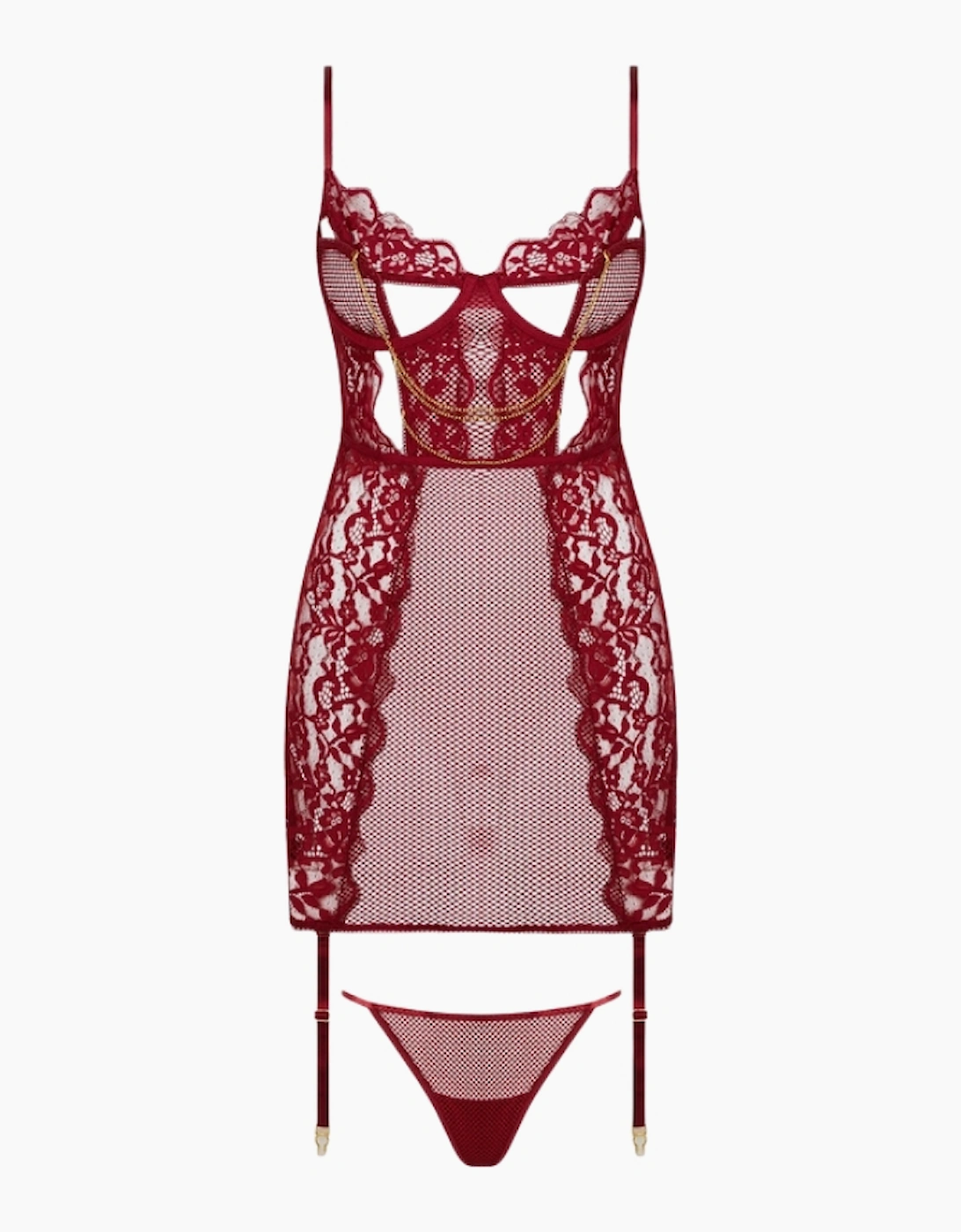 Hd03406a House Of Desire Dezi Lace & Chain Chemise Set