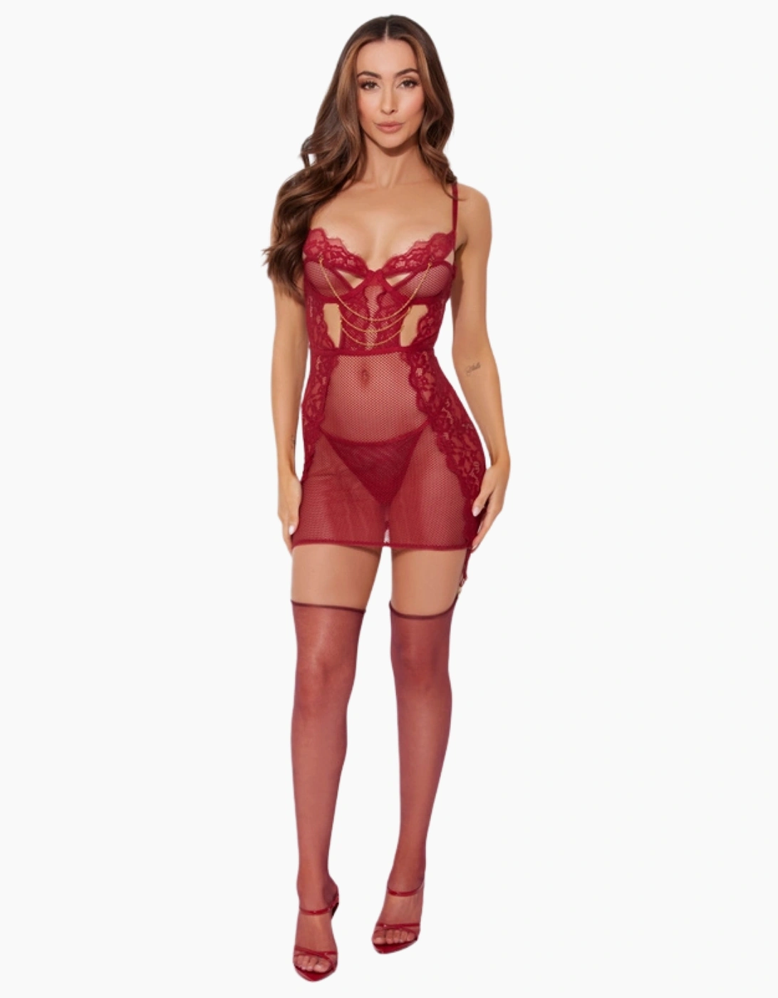 Hd03406a House Of Desire Dezi Lace & Chain Chemise Set