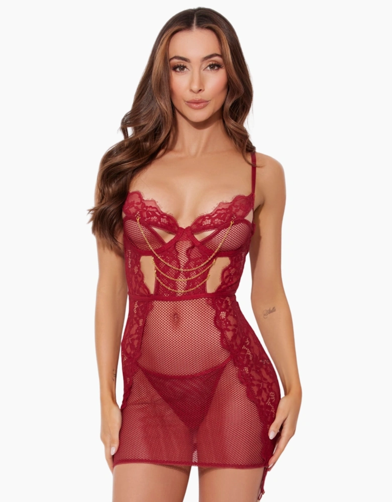 Hd03406a House Of Desire Dezi Lace & Chain Chemise Set