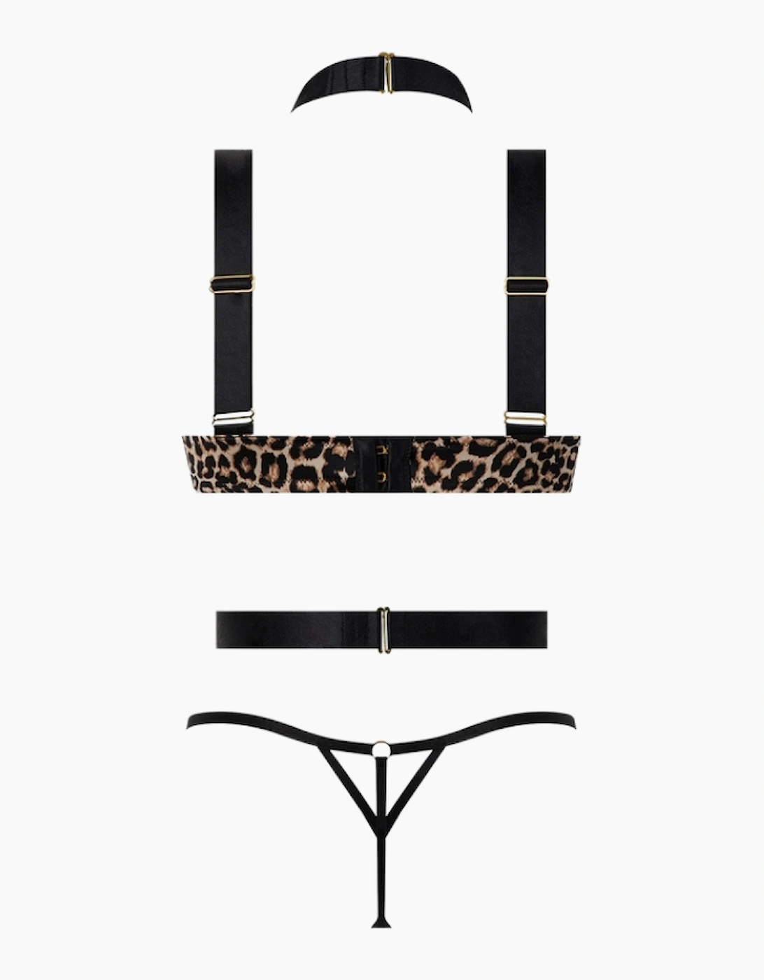 Hd01701d House Of Desire Devon Strappy Push Up Bra, Harness & Thong Set