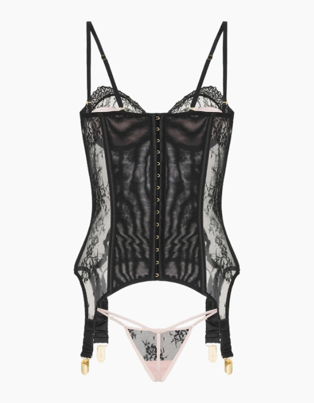 Hd01903a House Of Desire Jocelyn Lace & Satin Underwire Corset & Thong Set