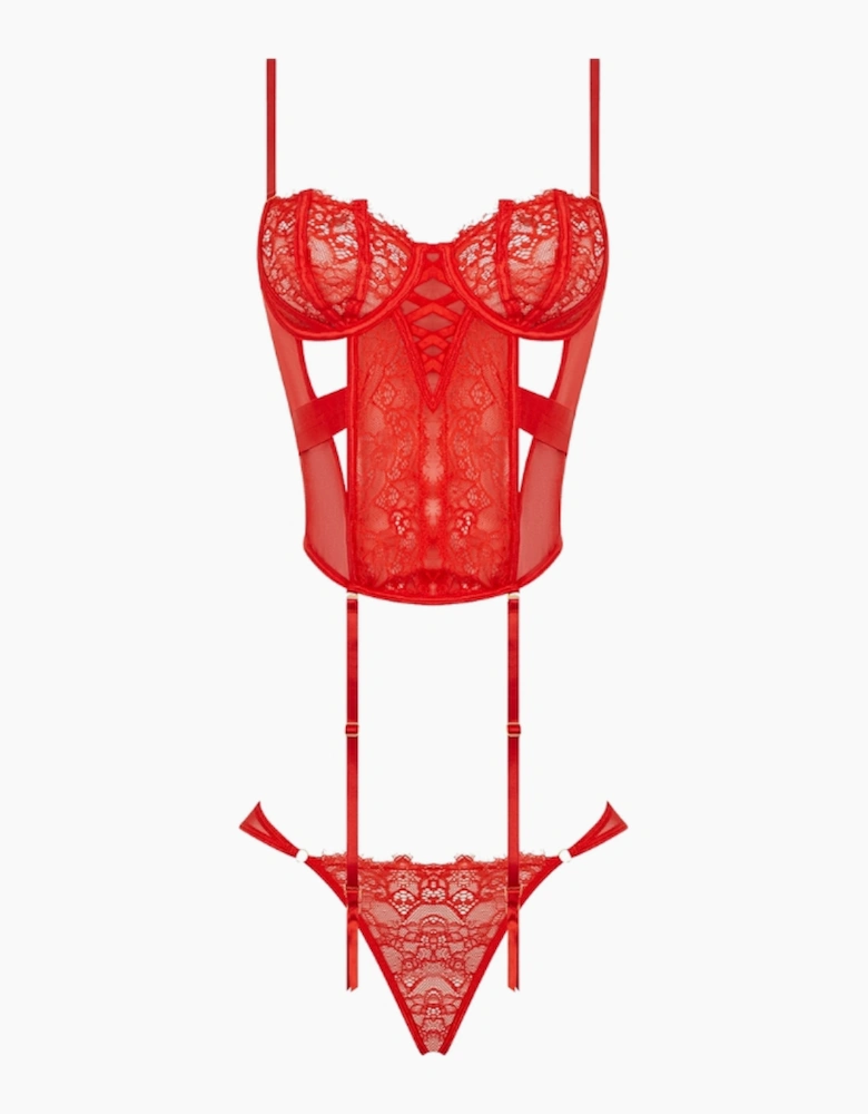 Hd00303a House Of Desire Nadia Lace & Mesh Corset & Backless Hipster Set