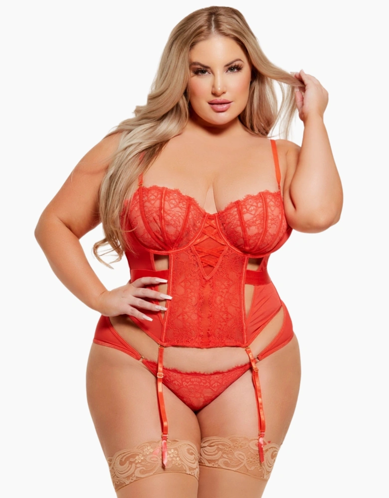 Hd00303a House Of Desire Nadia Lace & Mesh Corset & Backless Hipster Set