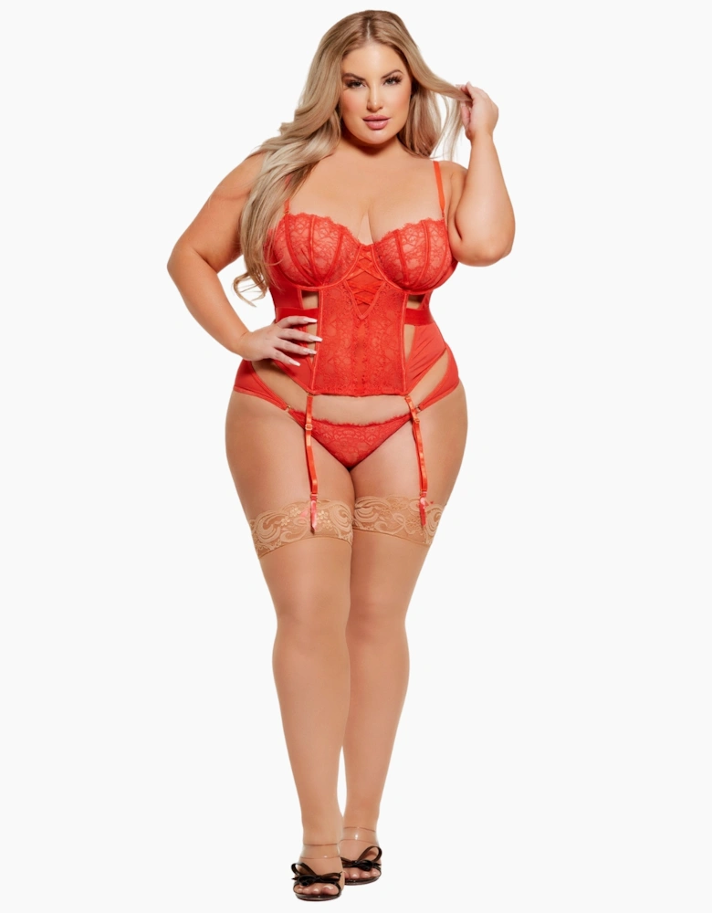 Hd00303a House Of Desire Nadia Lace & Mesh Corset & Backless Hipster Set