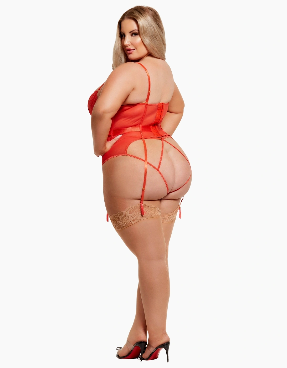 Hd00303a House Of Desire Nadia Lace & Mesh Corset & Backless Hipster Set