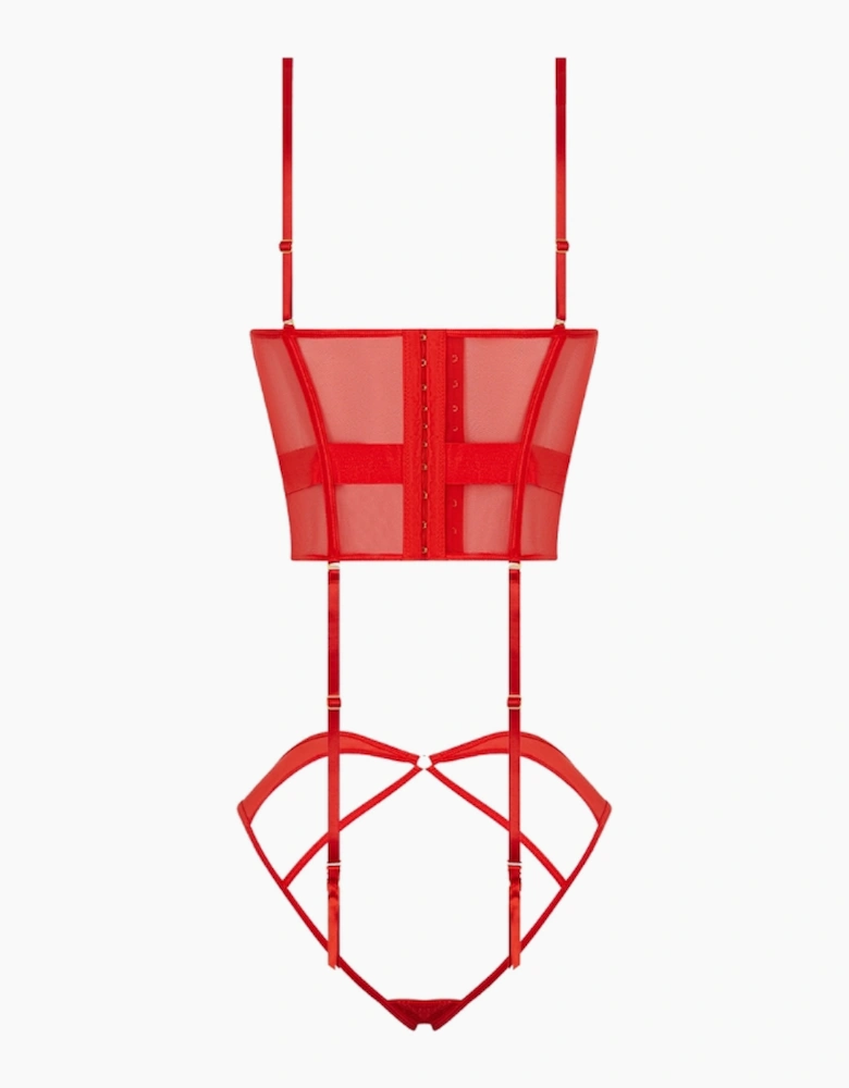 Hd00303a House Of Desire Nadia Lace & Mesh Corset & Backless Hipster Set