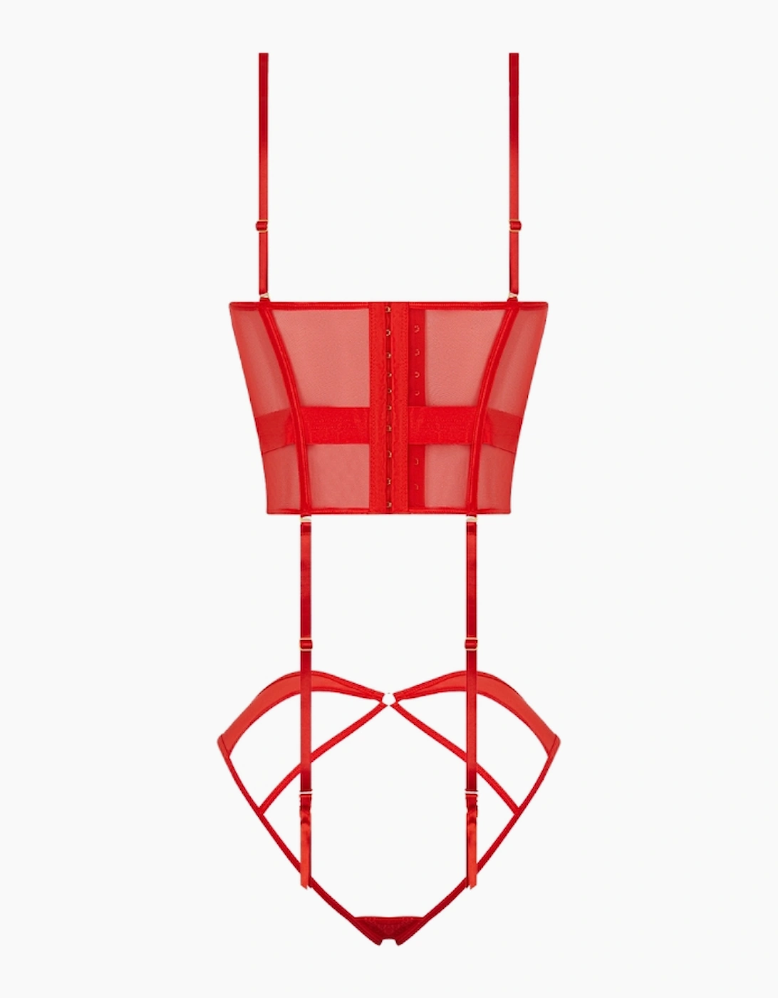 Hd00303a House Of Desire Nadia Lace & Mesh Corset & Backless Hipster Set