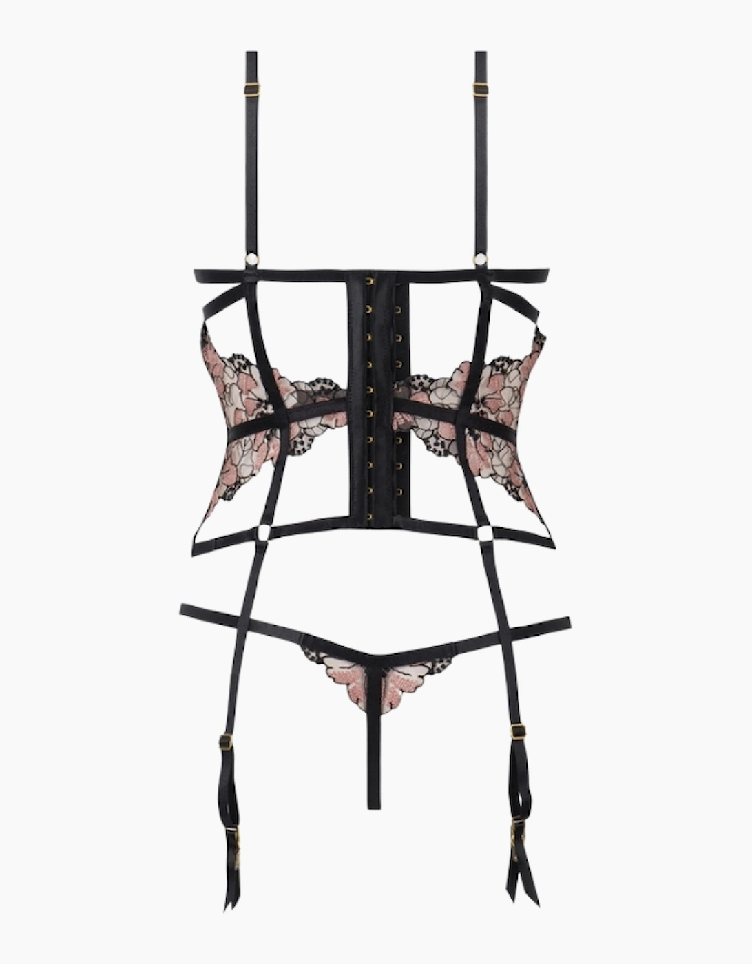 Hd04303a House Of Desire Nova Blacklight Lace Corset & Crotchless Thong Set