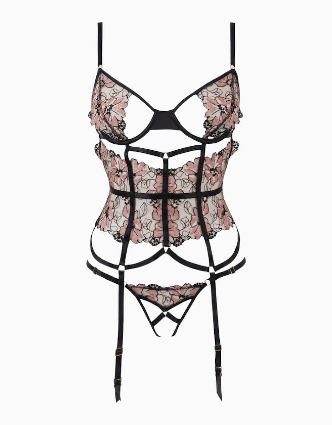 Hd04303a House Of Desire Nova Blacklight Lace Corset & Crotchless Thong Set