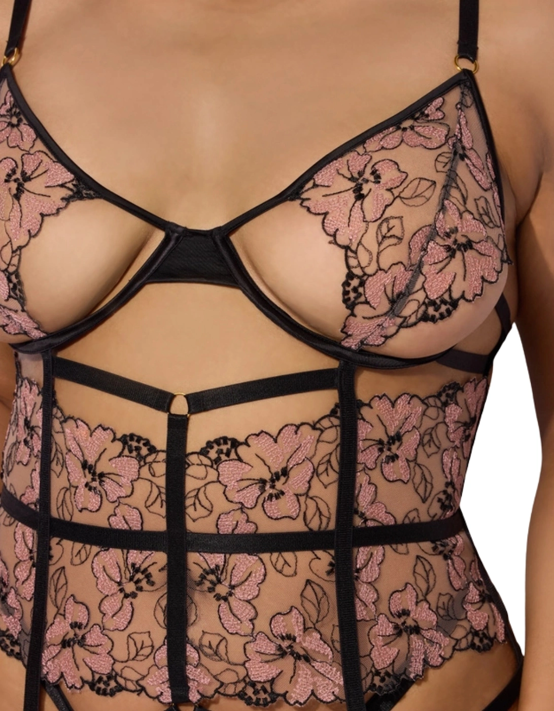 Hd04303a House Of Desire Nova Blacklight Lace Corset & Crotchless Thong Set