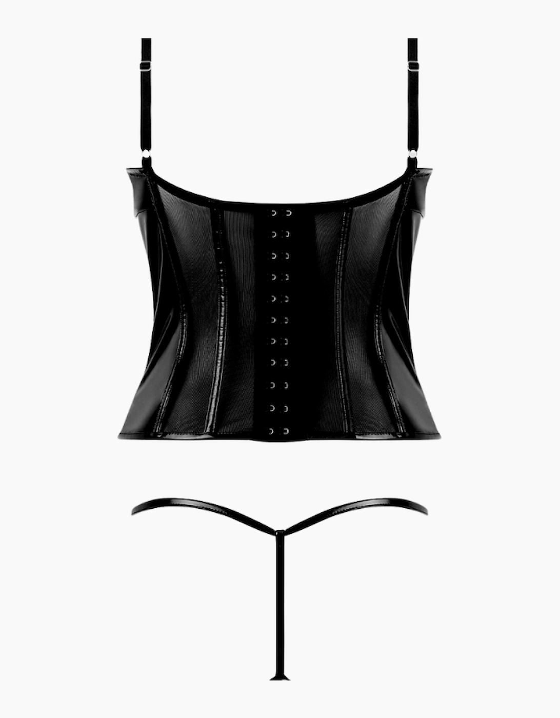 Hd04603a House Of Desire Trinity Patent Lace Up Bustier & Thong Set