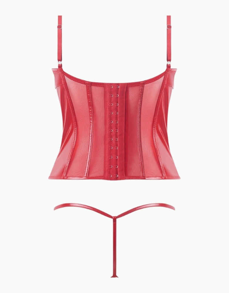 Hd04603a House Of Desire Trinity Patent Lace Up Bustier & Thong Set