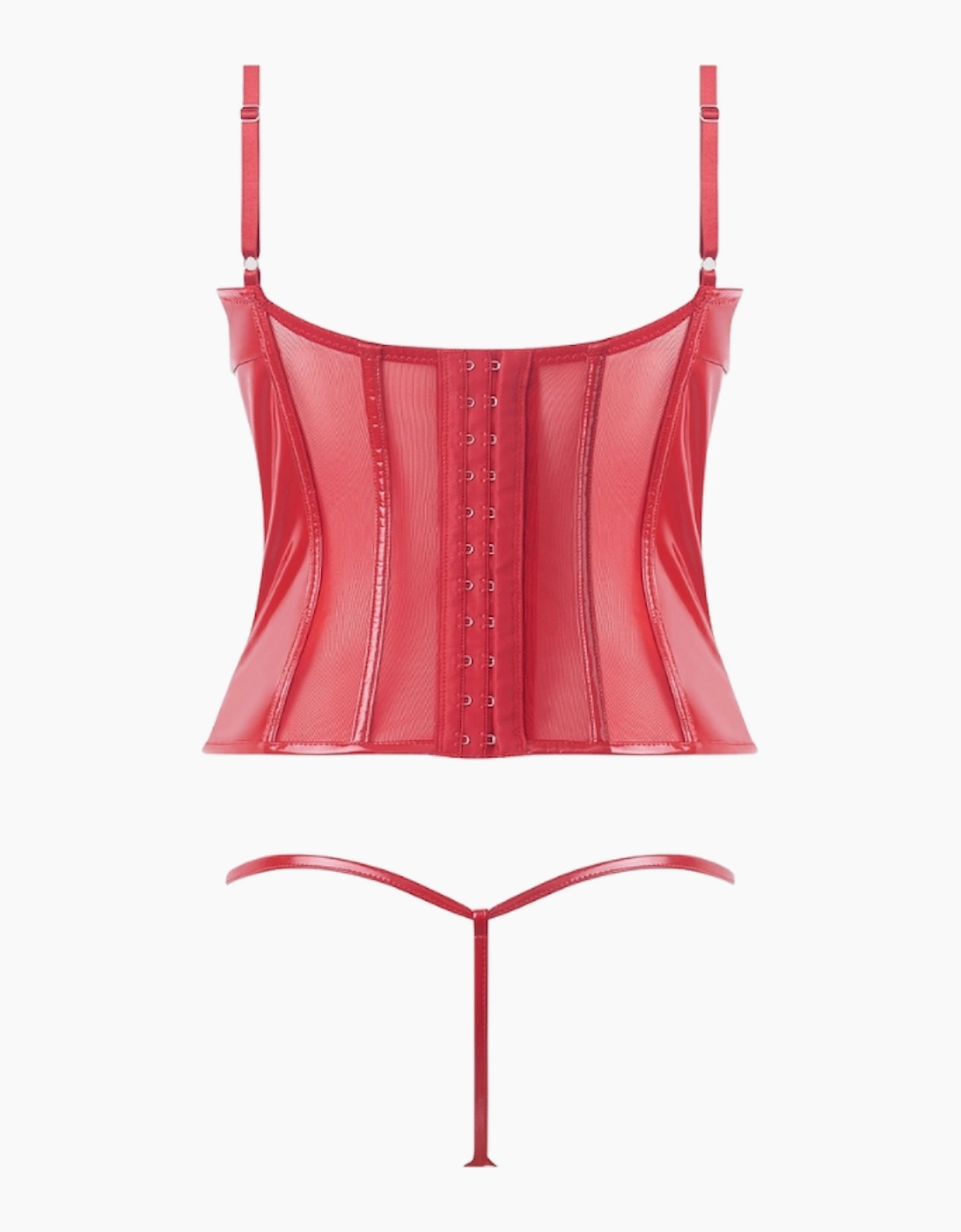 Hd04603a House Of Desire Trinity Patent Lace Up Bustier & Thong Set