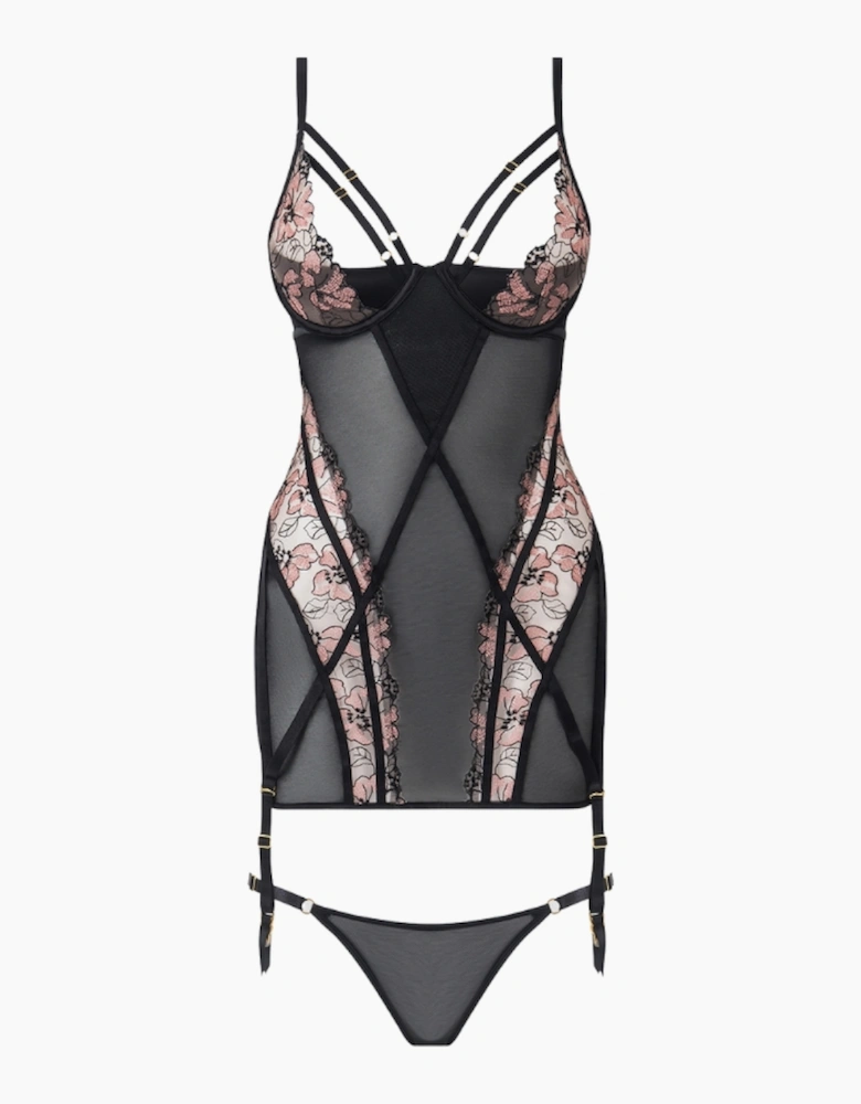 Hd04306a House Of Desire Nova Blacklight Lace Chemise & Thong Set