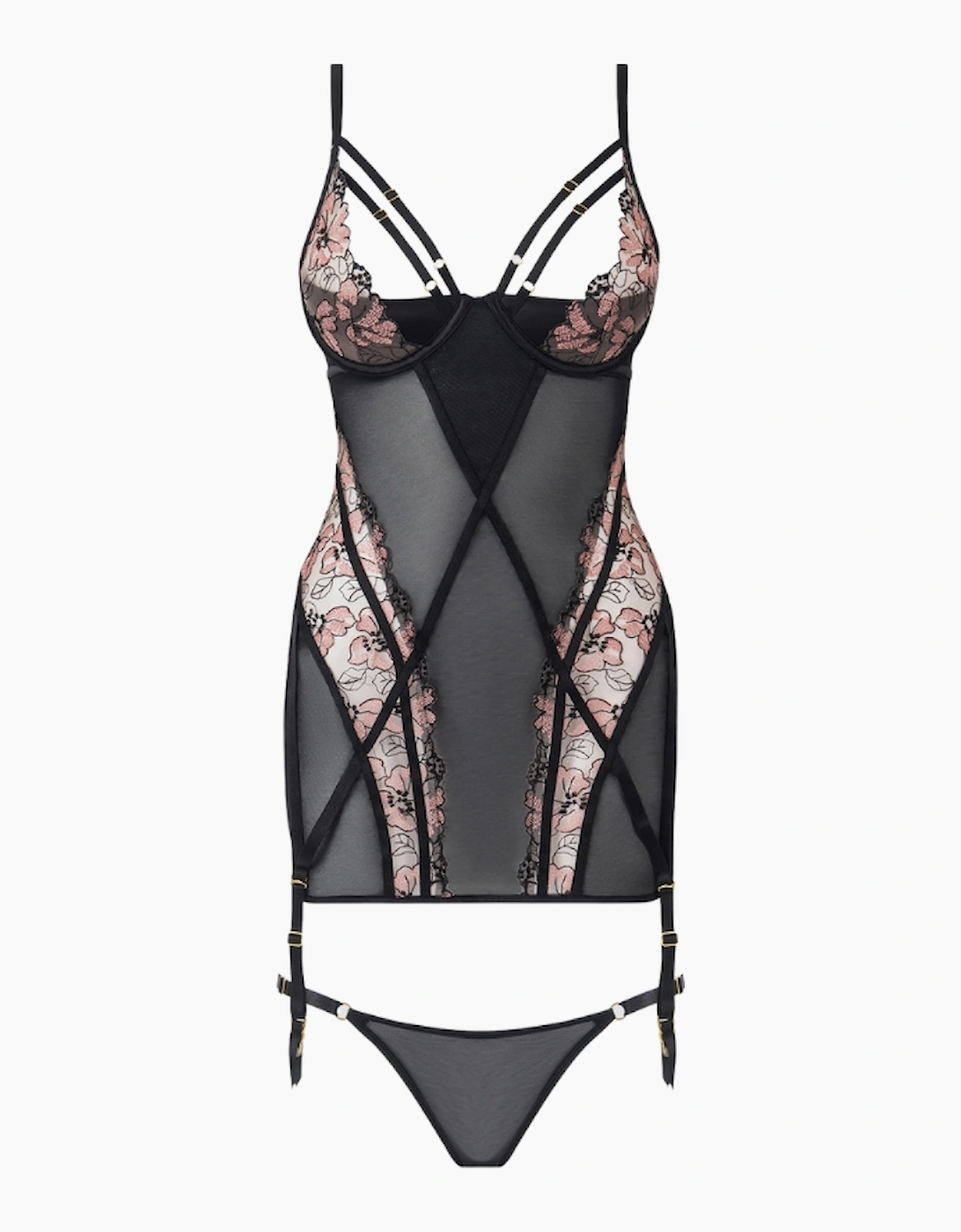 Hd04306a House Of Desire Nova Blacklight Lace Chemise & Thong Set