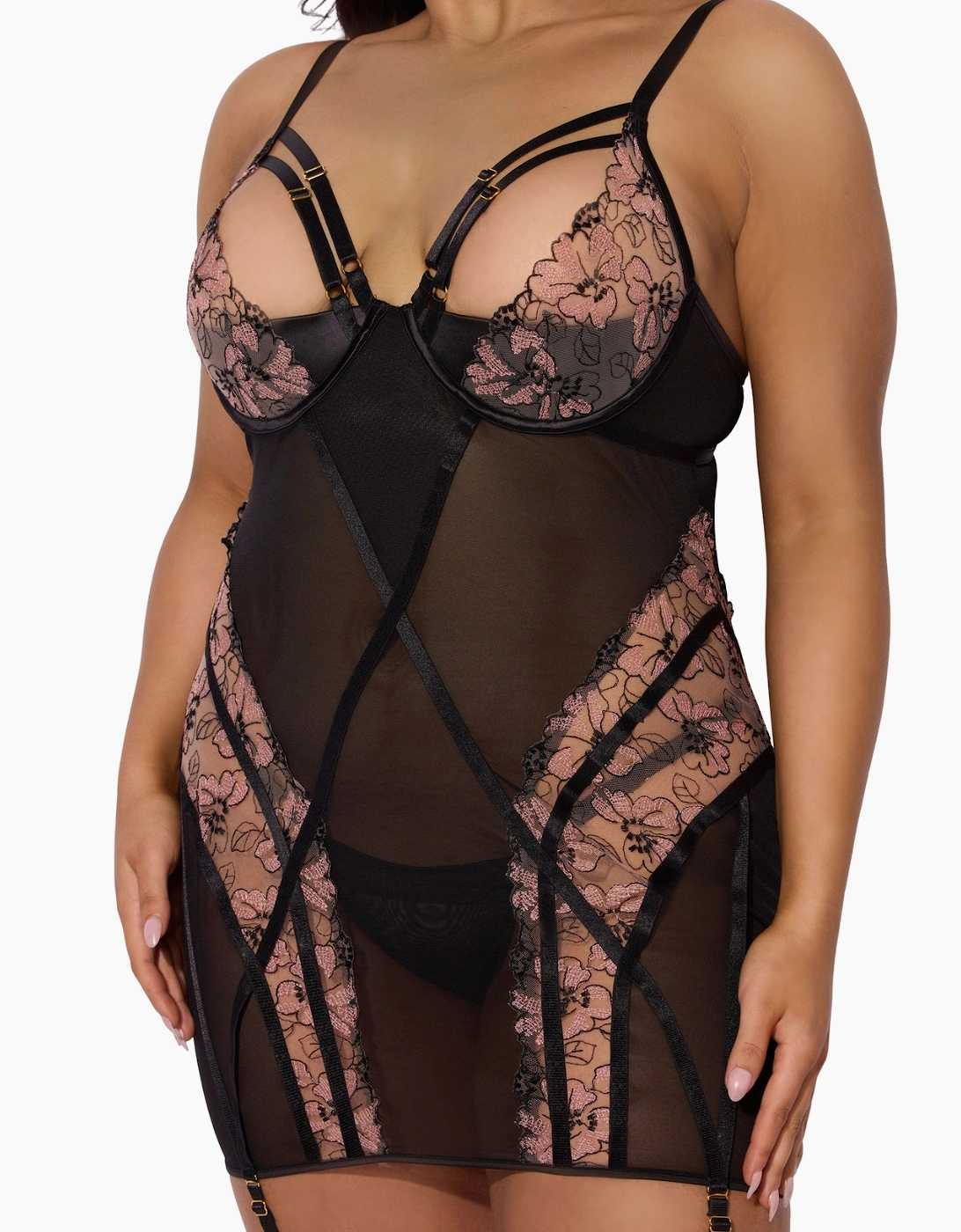 Hd04306a House Of Desire Nova Blacklight Lace Chemise & Thong Set
