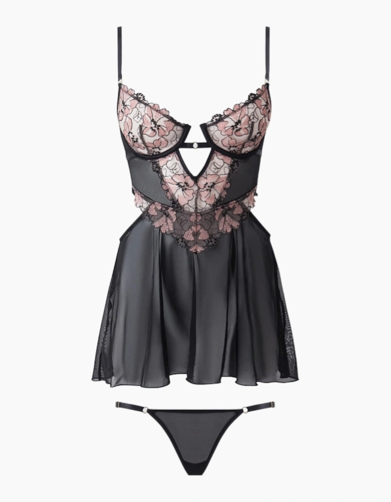 Hd04305a House Of Desire Nova Backlight Lace Babydoll & Thong Set