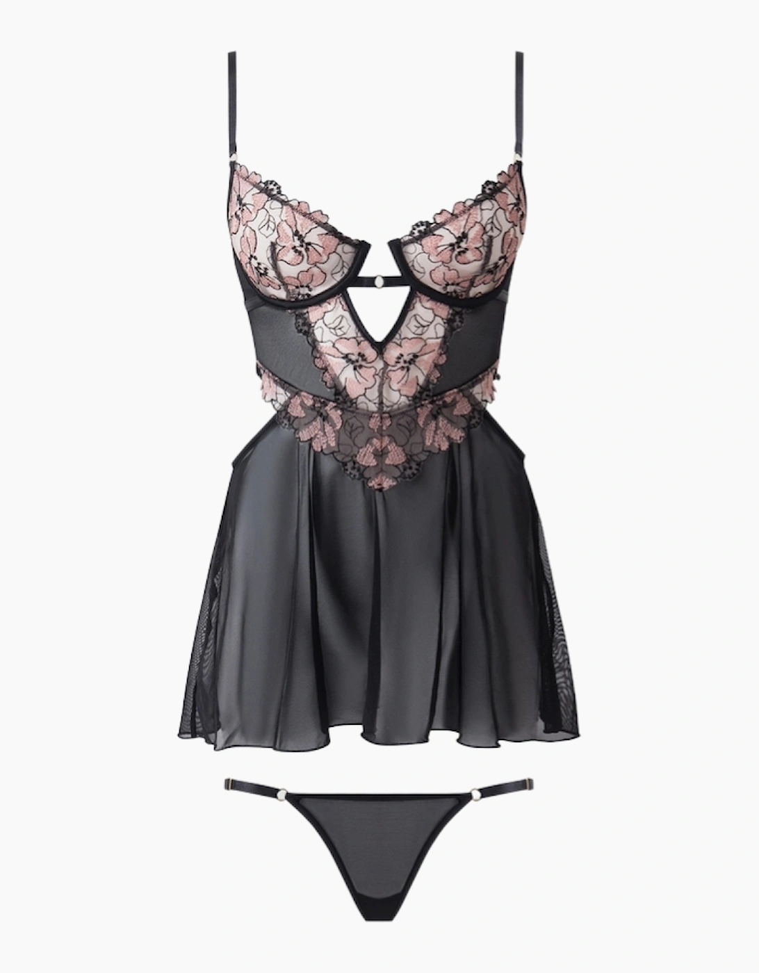 Hd04305a House Of Desire Nova Backlight Lace Babydoll & Thong Set