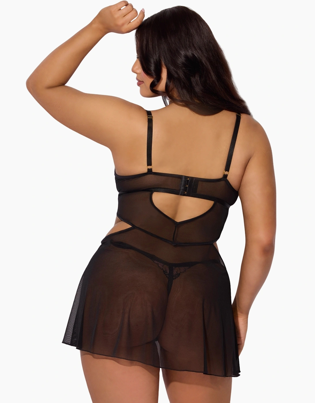 Hd04305a House Of Desire Nova Backlight Lace Babydoll & Thong Set
