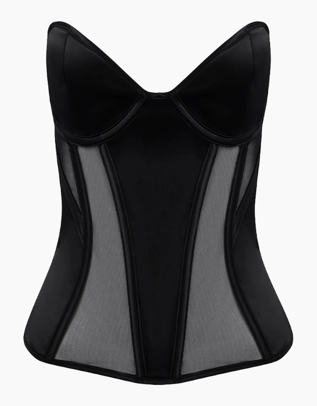 Hd05813a House Of Desire Juliet Satin & Mesh Plunge Underwire Corset