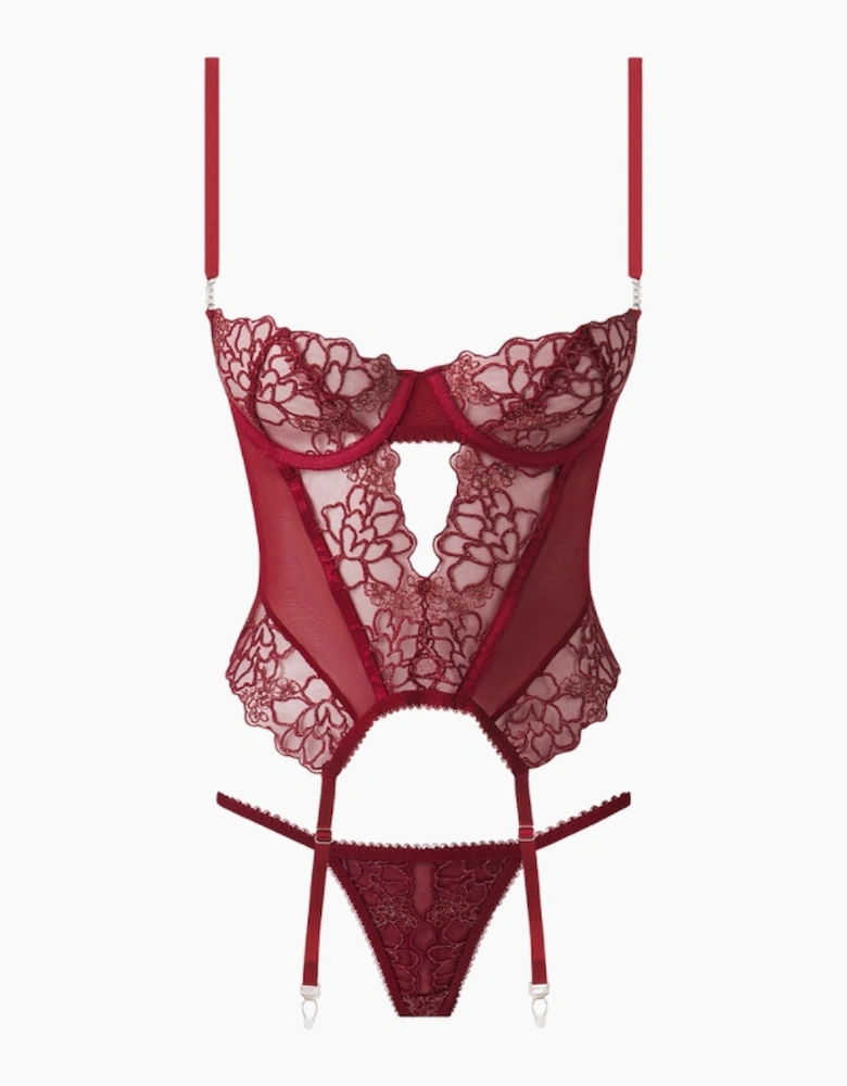 Hd03803a House Of Desire Eden Embroidered Lace Bustier & Thong Set