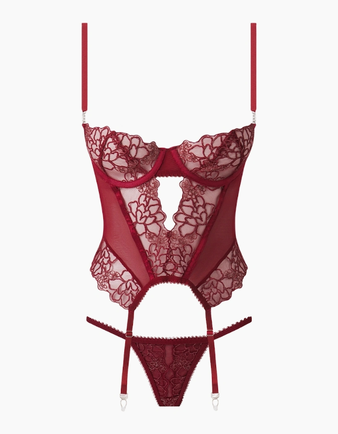 Hd03803a House Of Desire Eden Embroidered Lace Bustier & Thong Set