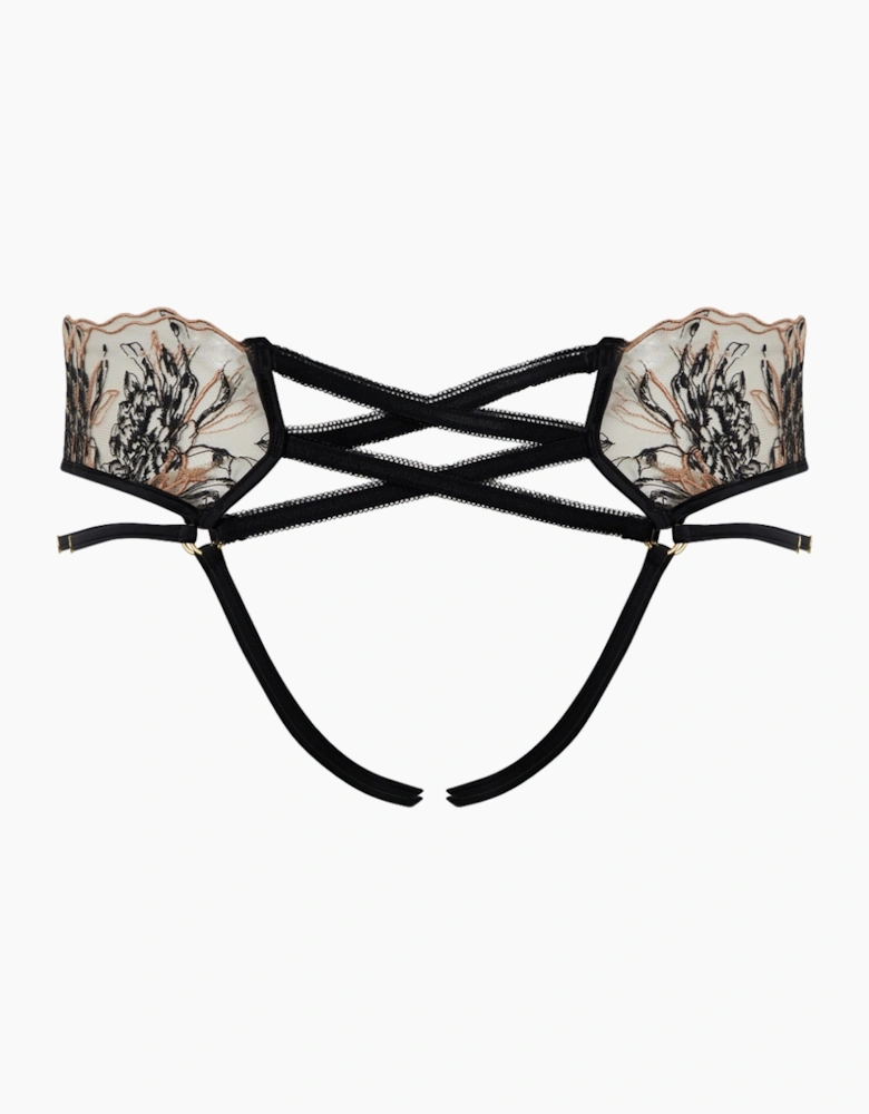 Hd06209a House Of Desire Delilah Embroidered Strappy Crotchless & Backless Hipster