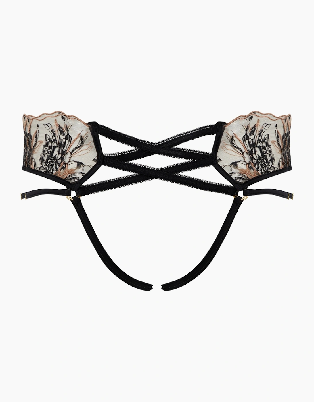 Hd06209a House Of Desire Delilah Embroidered Strappy Crotchless & Backless Hipster