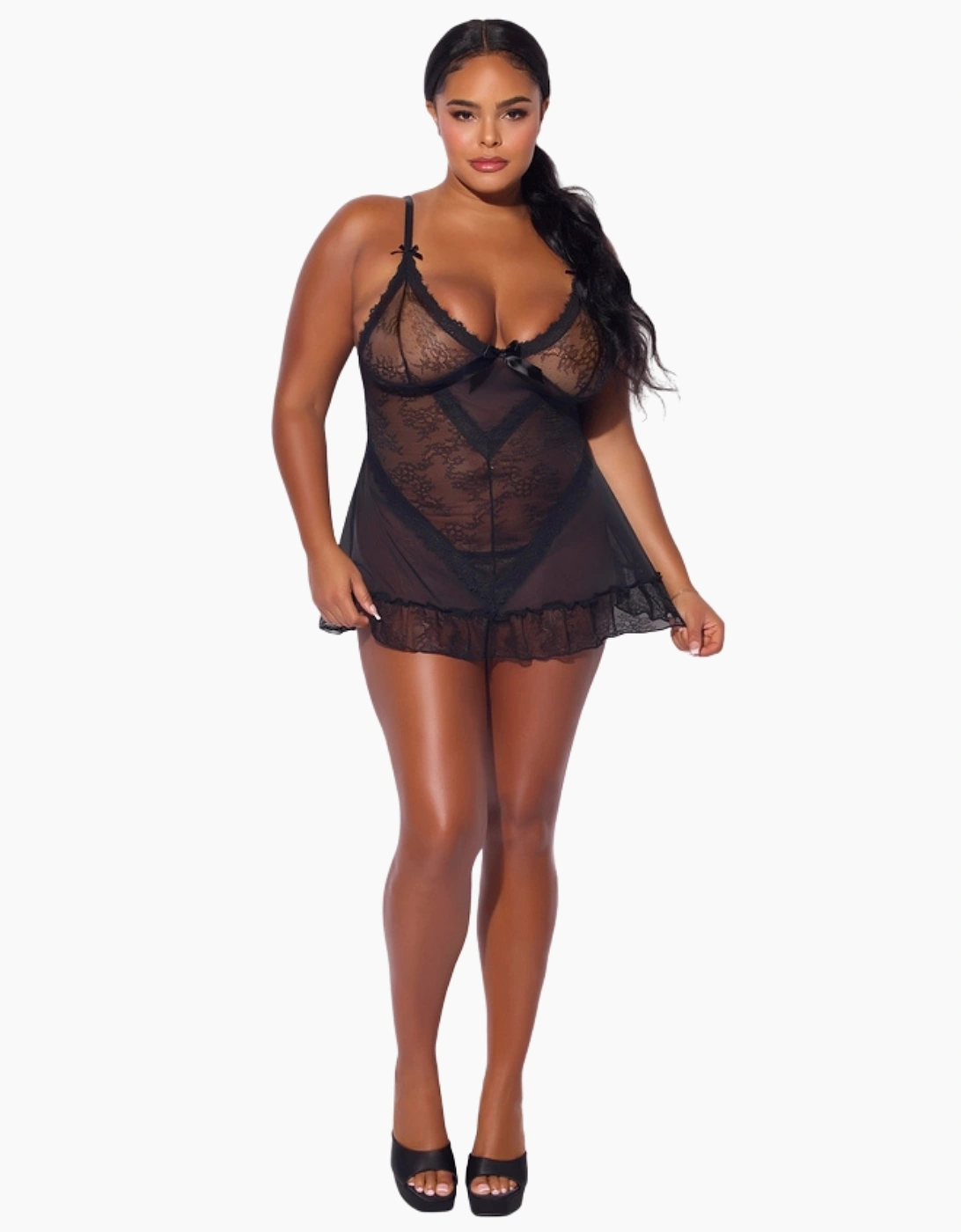 Hd02805a House Of Desire Kiki Lace Babydoll & Thong Set