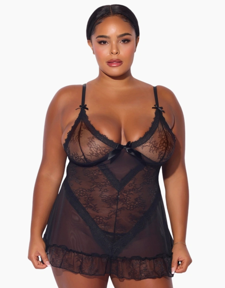 Hd02805a House Of Desire Kiki Lace Babydoll & Thong Set